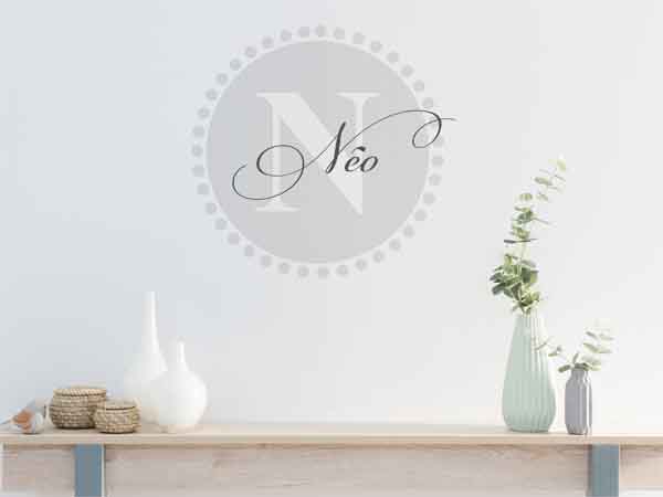 Wandtattoo Néo als Monogramm rund