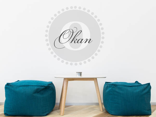 Wandtattoo Okan als Monogramm rund