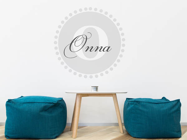 Wandtattoo Onna als Monogramm rund