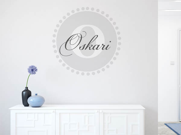 Wandtattoo Oskari als Monogramm rund