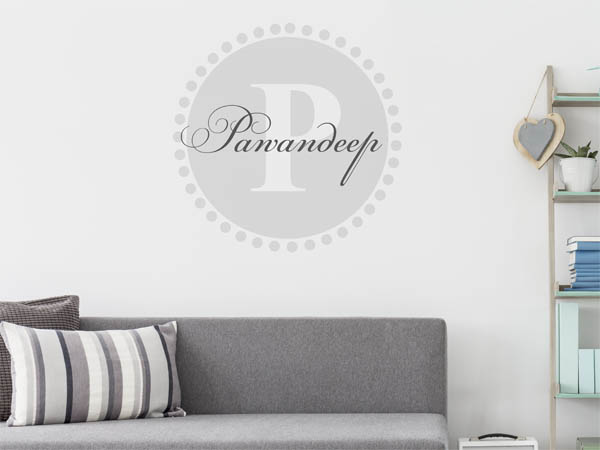 Wandtattoo Pawandeep als Monogramm rund