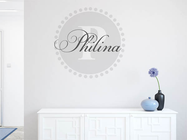 Wandtattoo Philina als Monogramm rund