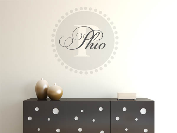 Wandtattoo Phio als Monogramm rund