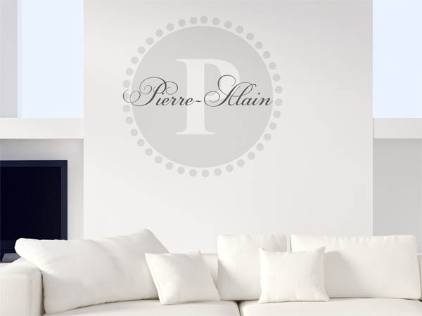 Wandtattoo Pierre-Alain als Monogramm rund