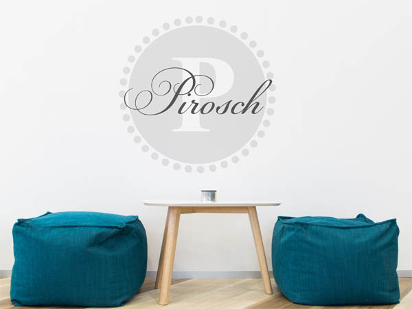 Wandtattoo Pirosch als Monogramm rund