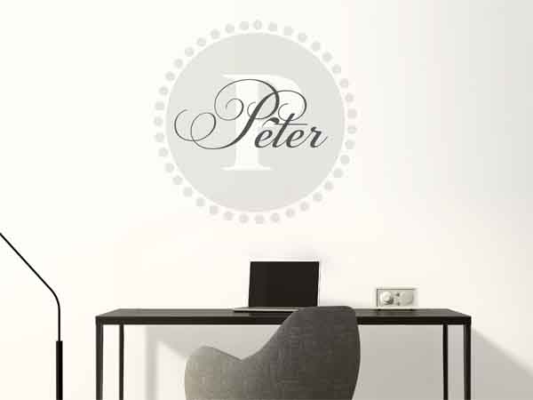 Wandtattoo Péter als Monogramm rund