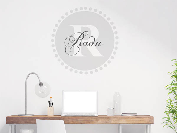 Wandtattoo Radu als Monogramm rund