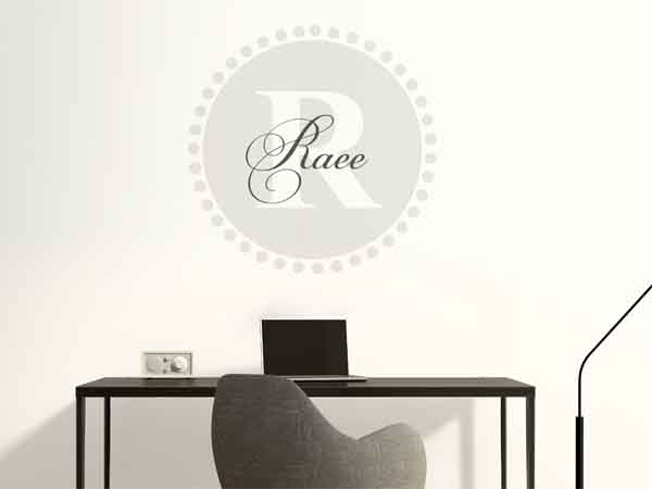 Wandtattoo Raee als Monogramm rund