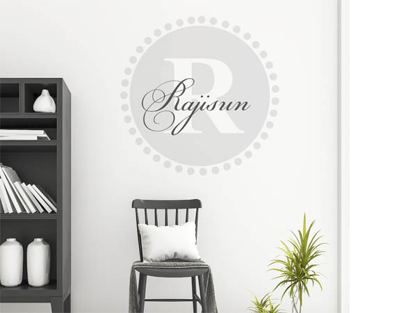 Wandtattoo Rajisun als Monogramm rund
