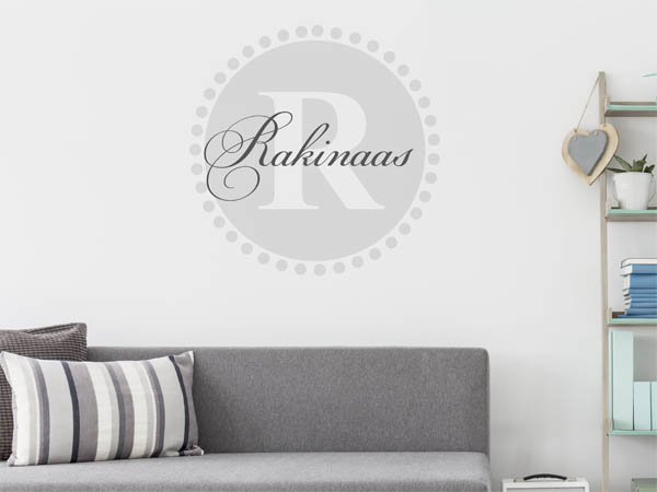 Wandtattoo Rakinaas als Monogramm rund