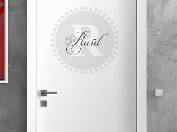 Wandtattoo Raúl als Monogramm rund