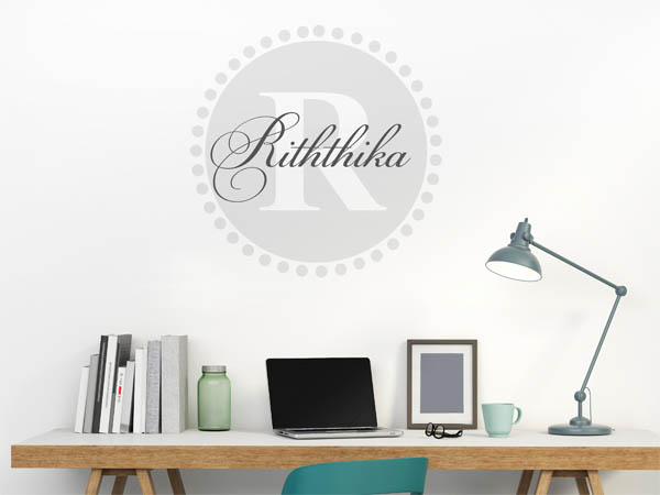 Wandtattoo Riththika als Monogramm rund