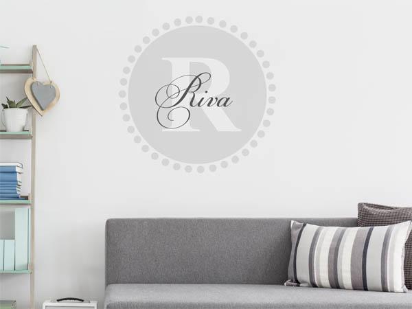 Wandtattoo Riva als Monogramm rund