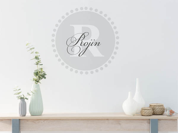 Wandtattoo Rojin als Monogramm rund
