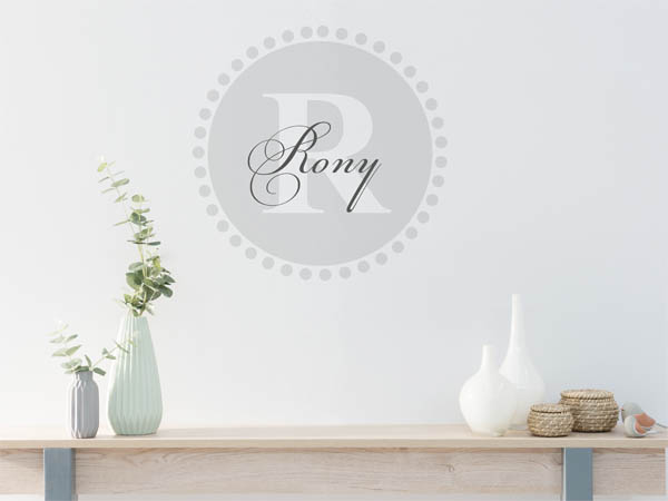Wandtattoo Rony als Monogramm rund
