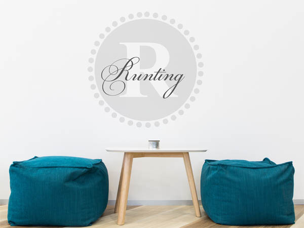 Wandtattoo Runting als Monogramm rund