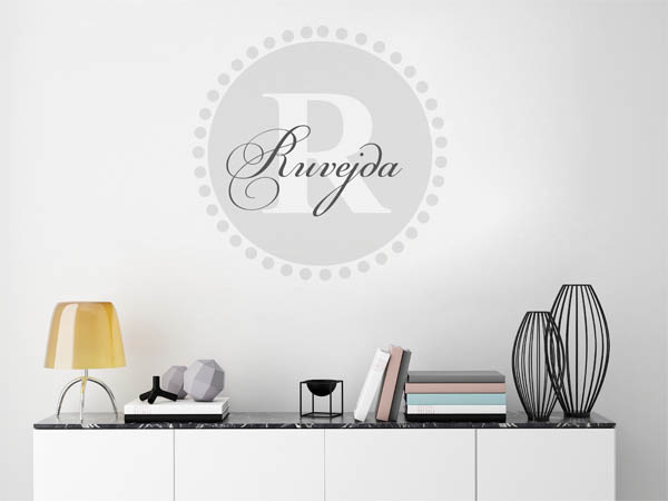 Wandtattoo Ruvejda als Monogramm rund
