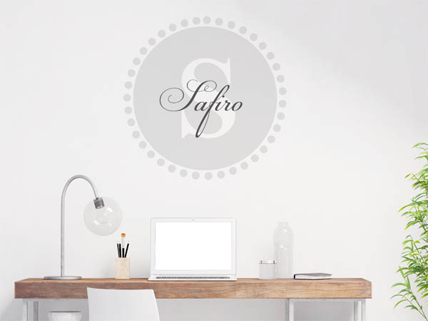 Wandtattoo Safiro als Monogramm rund