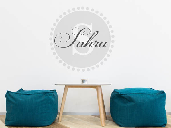 Wandtattoo Sahra als Monogramm rund