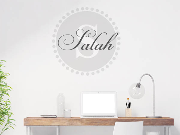 Wandtattoo Salah als Monogramm rund