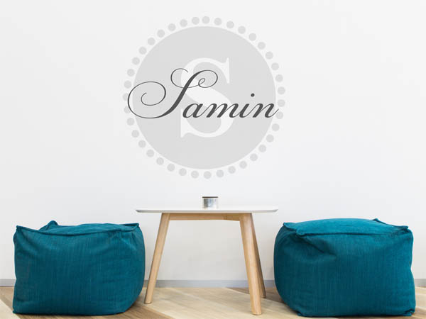 Wandtattoo Samin als Monogramm rund