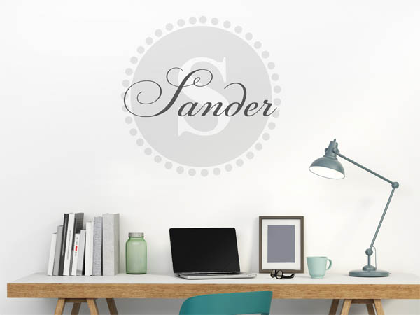 Wandtattoo Sander als Monogramm rund
