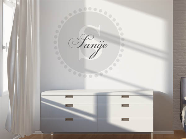 Wandtattoo Sanije als Monogramm rund