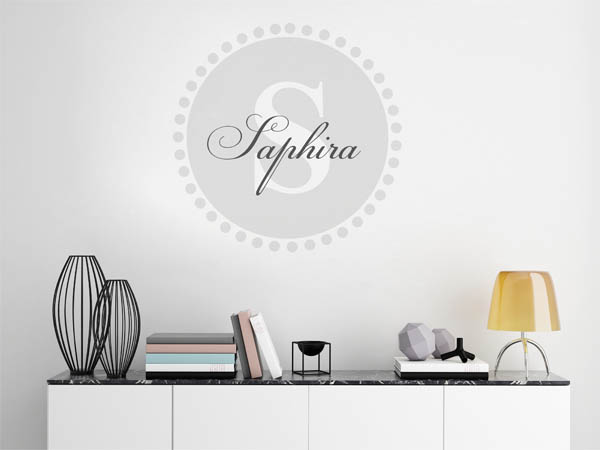 Wandtattoo Saphira als Monogramm rund
