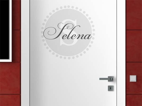 Wandtattoo Selena als Monogramm rund
