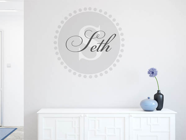 Wandtattoo Seth als Monogramm rund