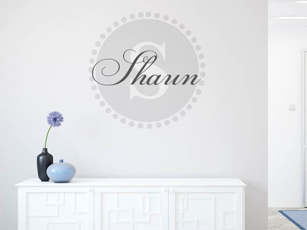 Wandtattoo Shaun als Monogramm rund