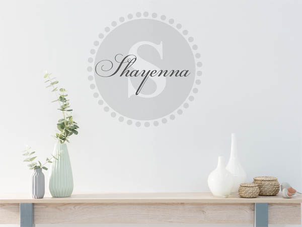 Wandtattoo Shayenna als Monogramm rund