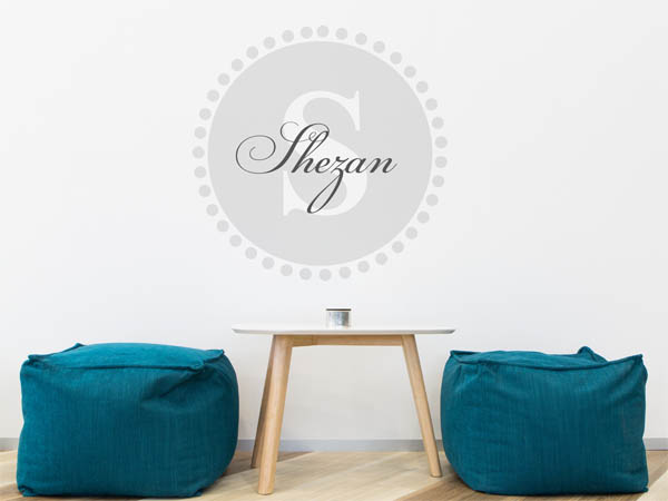 Wandtattoo Shezan als Monogramm rund