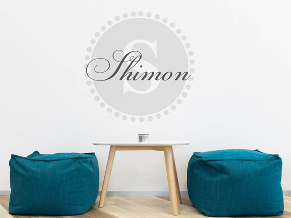 Wandtattoo Shimon als Monogramm rund