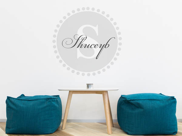 Wandtattoo Shuceyb als Monogramm rund