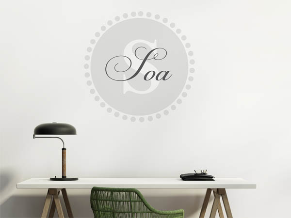 Wandtattoo Soa als Monogramm rund