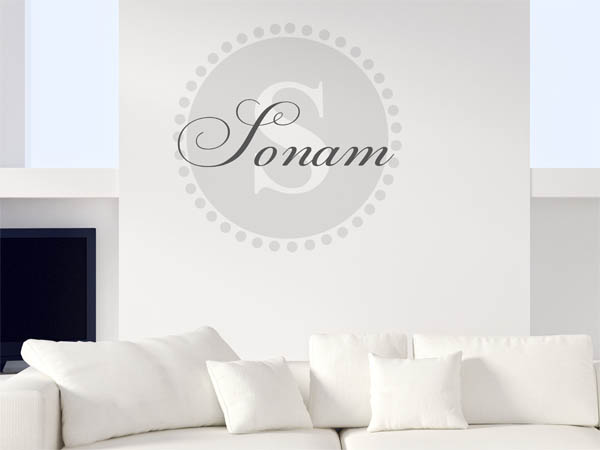 Wandtattoo Sonam als Monogramm rund