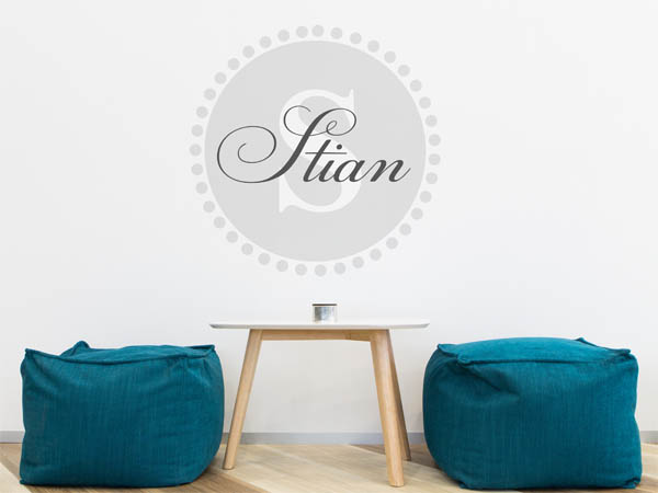 Wandtattoo Stian als Monogramm rund