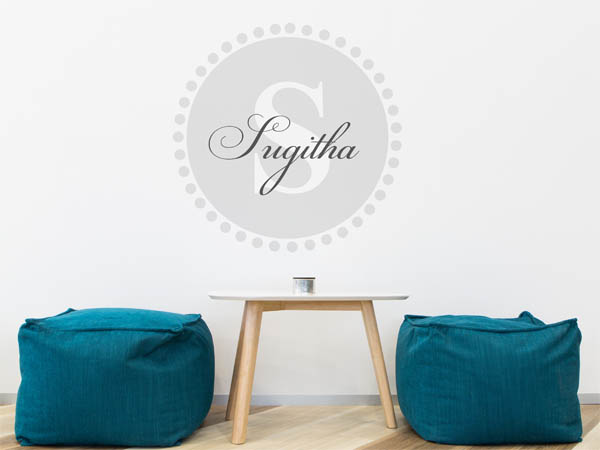 Wandtattoo Sugitha als Monogramm rund