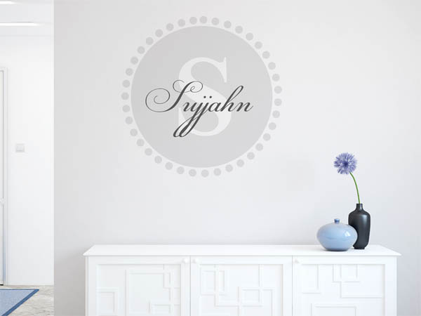 Wandtattoo Sujjahn als Monogramm rund