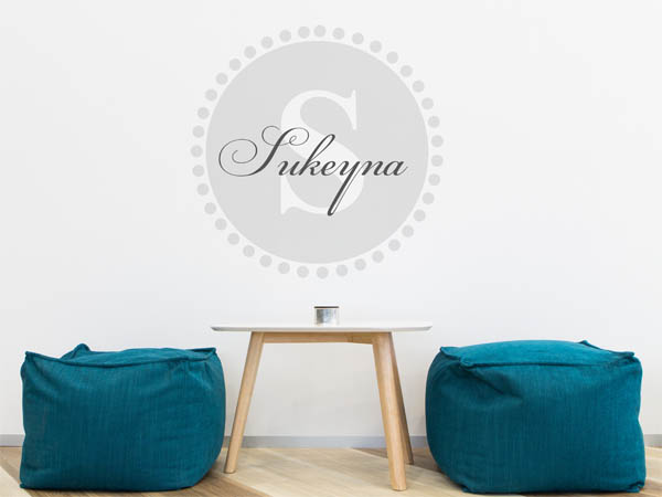 Wandtattoo Sukeyna als Monogramm rund