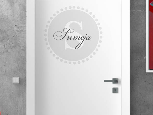 Wandtattoo Sumeja als Monogramm rund