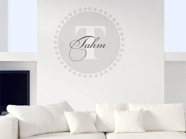 Wandtattoo Tahm als Monogramm rund