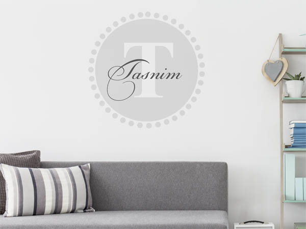 Wandtattoo Tasnim als Monogramm rund