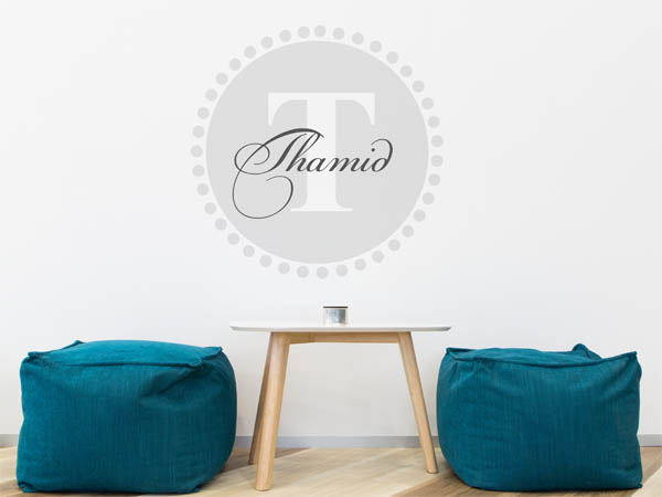 Wandtattoo Thamid als Monogramm rund