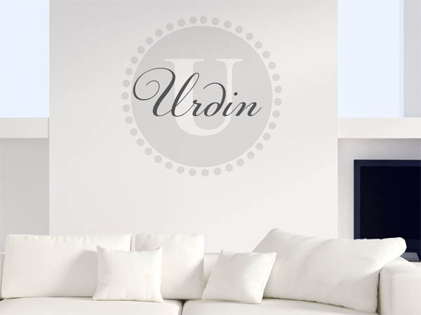 Wandtattoo Urdin als Monogramm rund