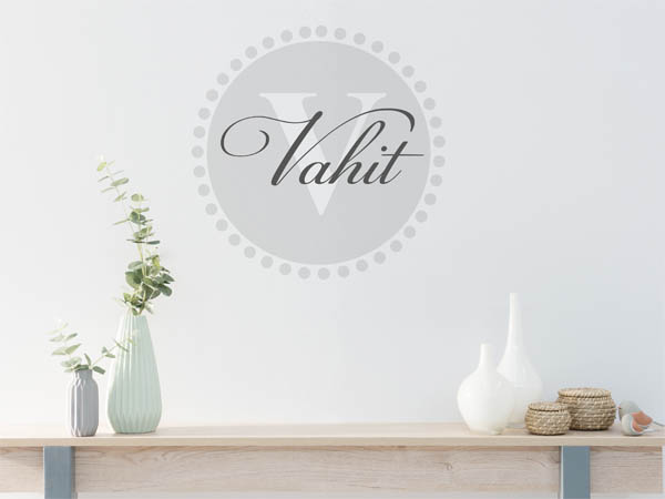 Wandtattoo Vahit als Monogramm rund