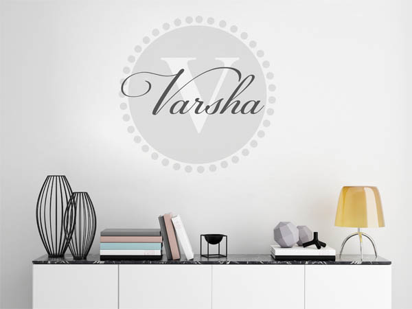 Wandtattoo Varsha als Monogramm rund