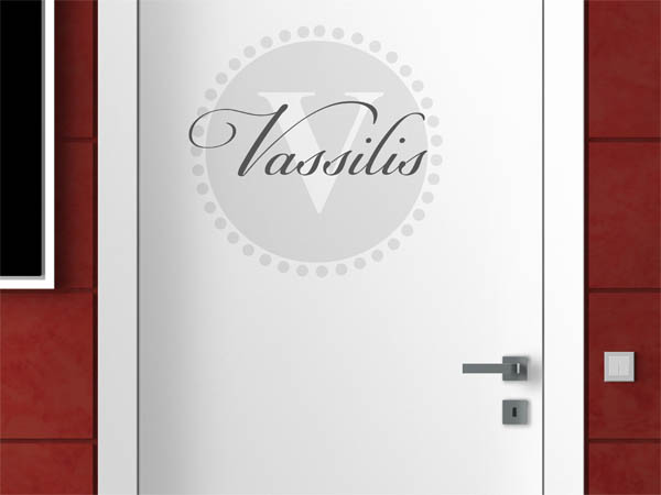 Wandtattoo Vassilis als Monogramm rund