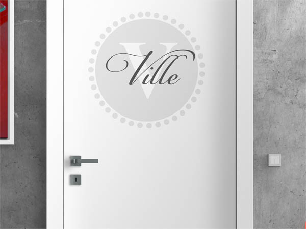 Wandtattoo Ville als Monogramm rund